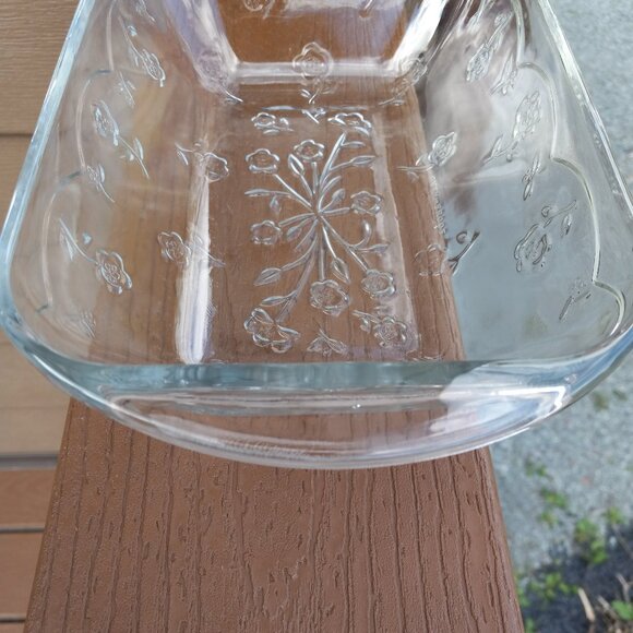 Vintage Anchor Hocking Savannah Clear Floral Glass Rectangular Baking Dish - Picture 6 of 14